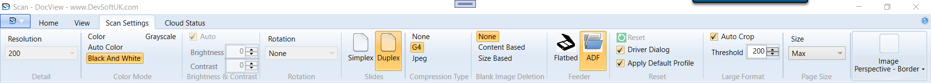 Scan Settings Tab